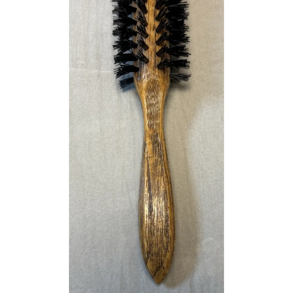 Vintage Goody Round Hair Brush Set Faux Wood Grain Handle